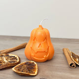 White Halloween Carved Pumpkin Candle