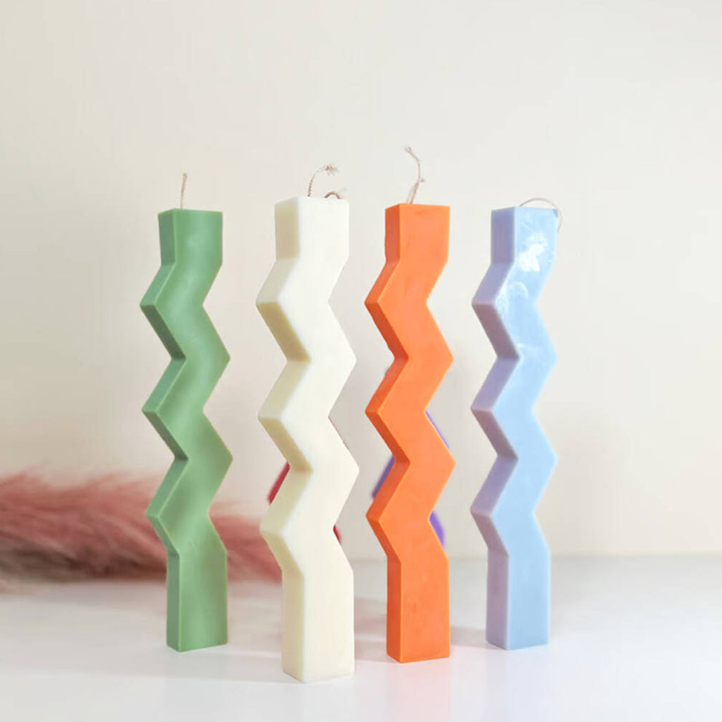 Wavy Dinner Candles - Zig Zag Taper Candles - Dinner Table Decor