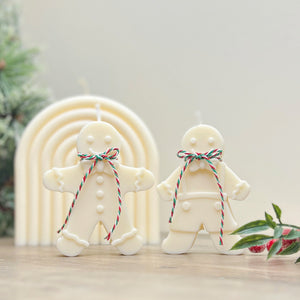 Christmas Gingerbread Man Candle - Gingerbread Scented White Christmas Candles