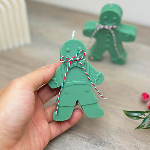Green Christmas Gingerbread Man Candle - Gingerbread Scented Christmas Candles