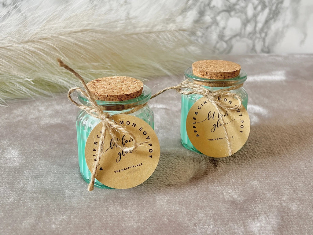 Apple and Cinnamon Soy Wax Candles - Vegan Soy Candles in Glass Pots - Christmas Candles