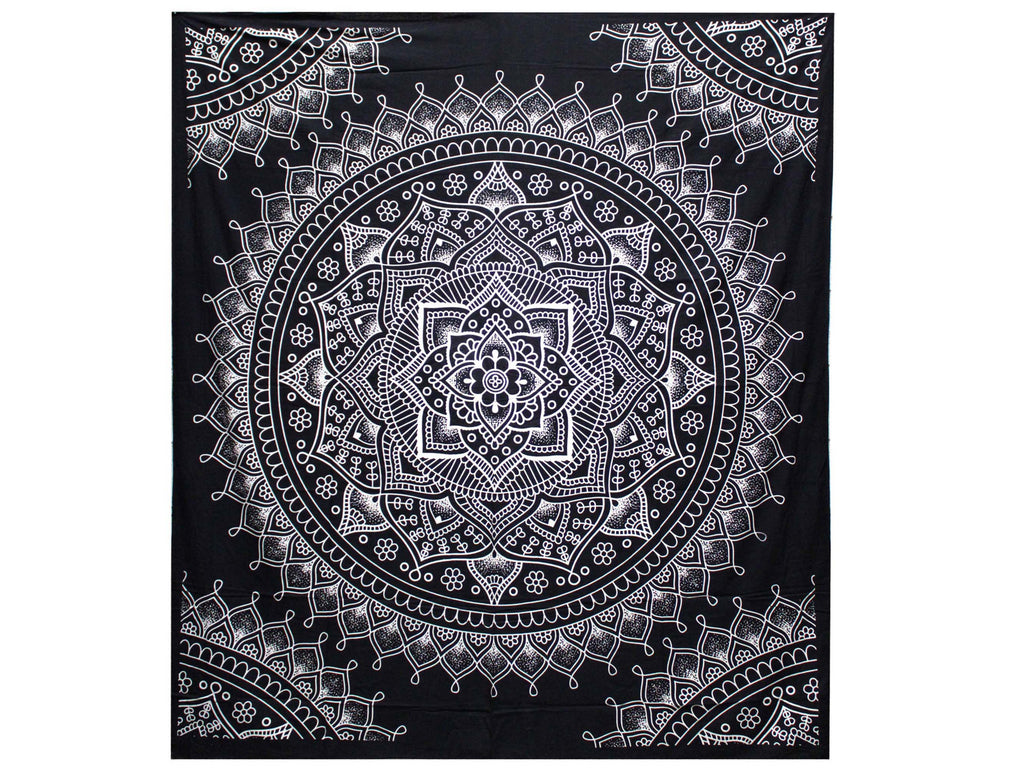Black and White Cotton Bedspreads in Boho and Hippie Prints