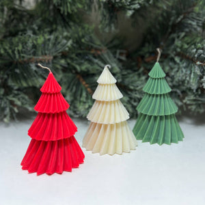 Swirly Christmas Tree Candles - Natural Soy Wax - Vegan Christmas Candle