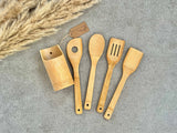 Eco Bamboo Cooking Utensil Set with Wooden Spoons and Spatulas