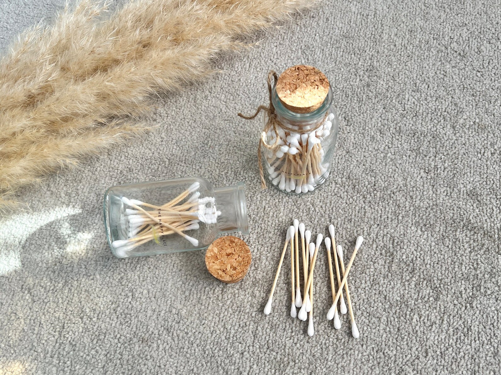 Sustainable Bamboo Cotton Buds in Glass Jar