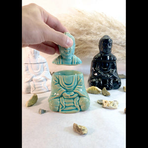 Jade Oil Burner - Jade Blue Sitting Buddha