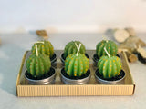 Monks Hood Cactus Candles - Green Cactus Tealight Candle Set
