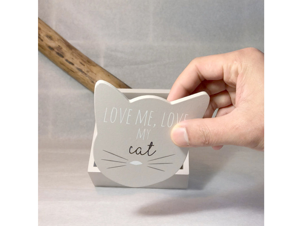 Cat Coasters Gift Set (set of 6) - Grey Wooden Coasters - Gifts for Ca –  The Happy Place Things