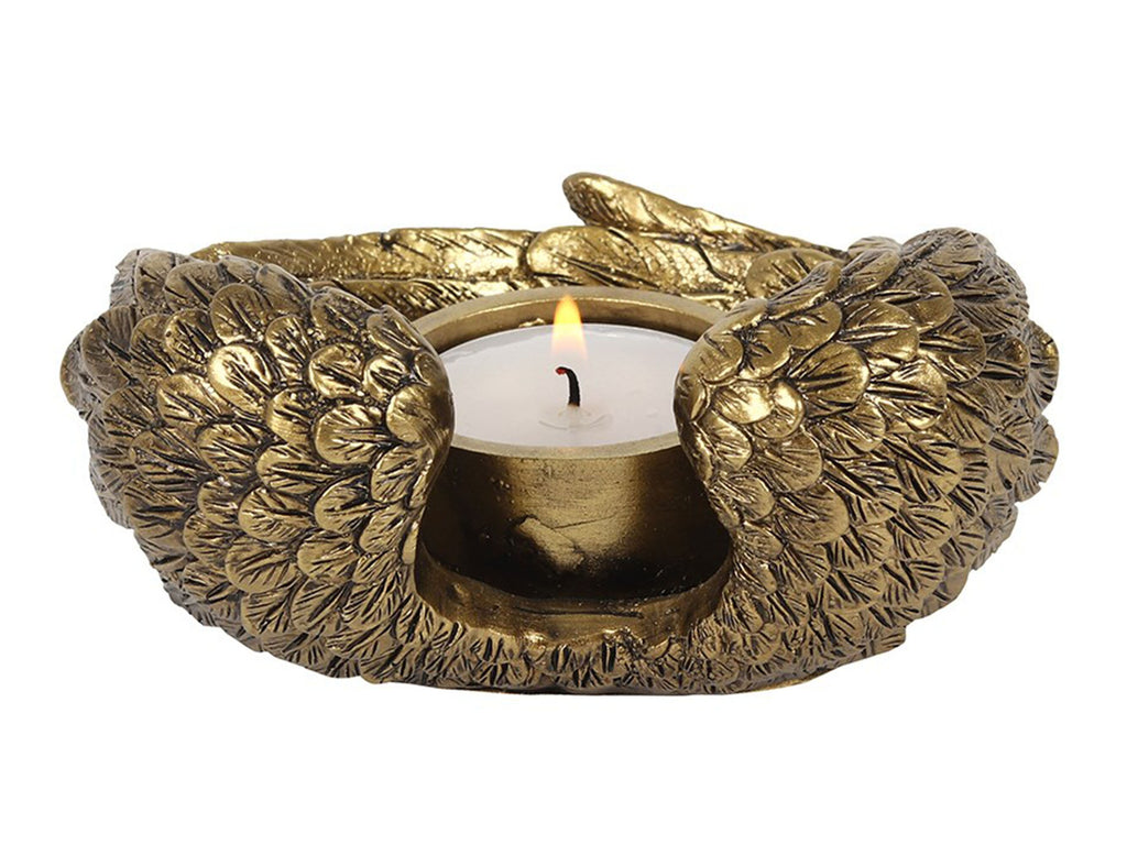Gold Angel Wing Tealight Holder - Golden Candle Holder