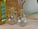 Glass Vinegar and Oil Bottle (Set of 2), Oil Jar & Vinegar Dispenser, Glass Jars with Cork Lid, Glass Vinegar Jar, Olive Oil Dispenser Glass