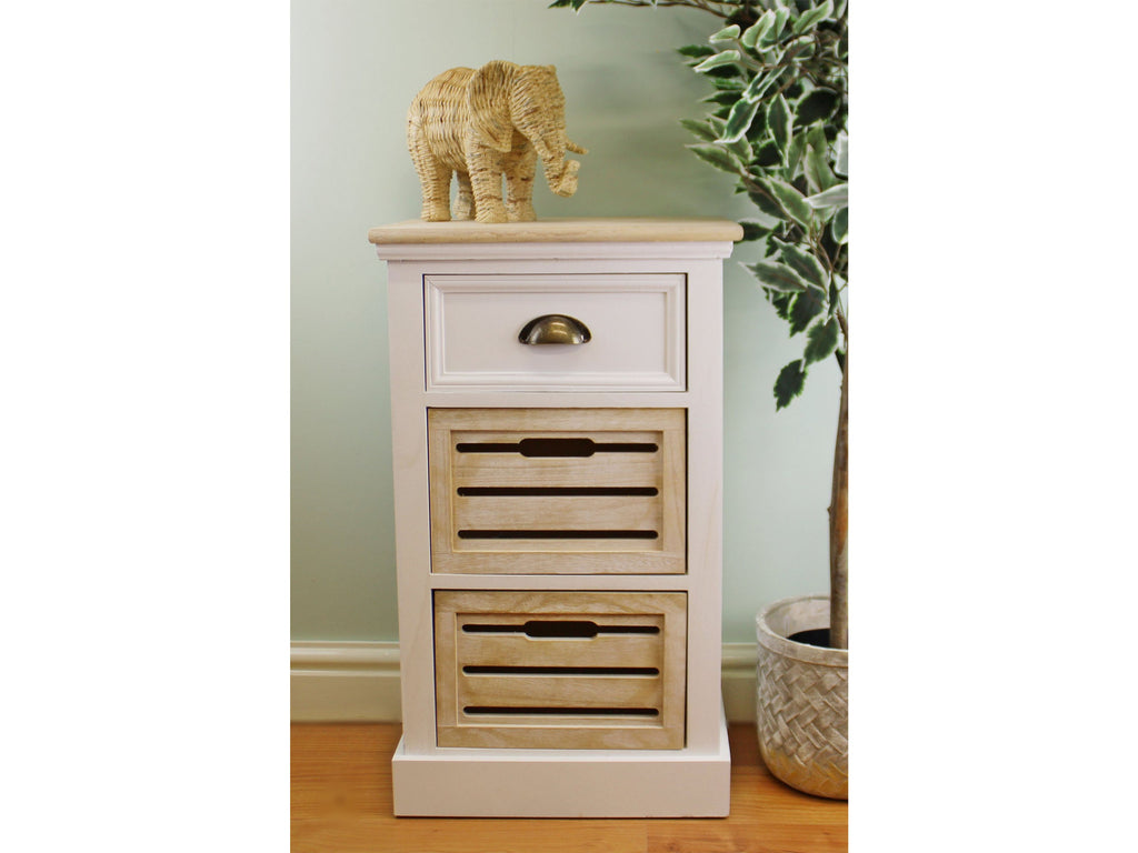 Contemporary White & Grey Drawer Unit - Modern Crate Storage Unit - Wooden Bedside Unit Tables - Wooden Chest of Drawers - Bedroom Cabinets