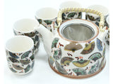 Traditional Herbal Tea Pot Set with Teapot with Tea Infuser & 6 Matching Tea Cups - Herbal Tea Gift Set