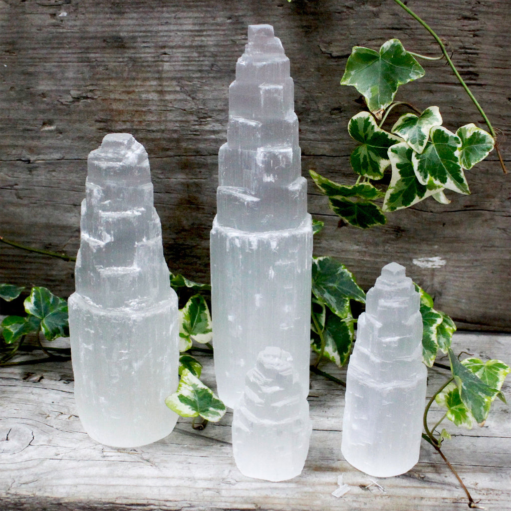 Selenite Crystal Towers - Spiral Shape Crystal Tower - White Pencil Point Tower - House Warming Gift - Spiritual Home Decor - Christmas Gift