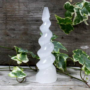 Selenite Crystal Towers - Spiral Shape Crystal Tower - White Pencil Point Tower - House Warming Gift - Spiritual Home Decor - Christmas Gift