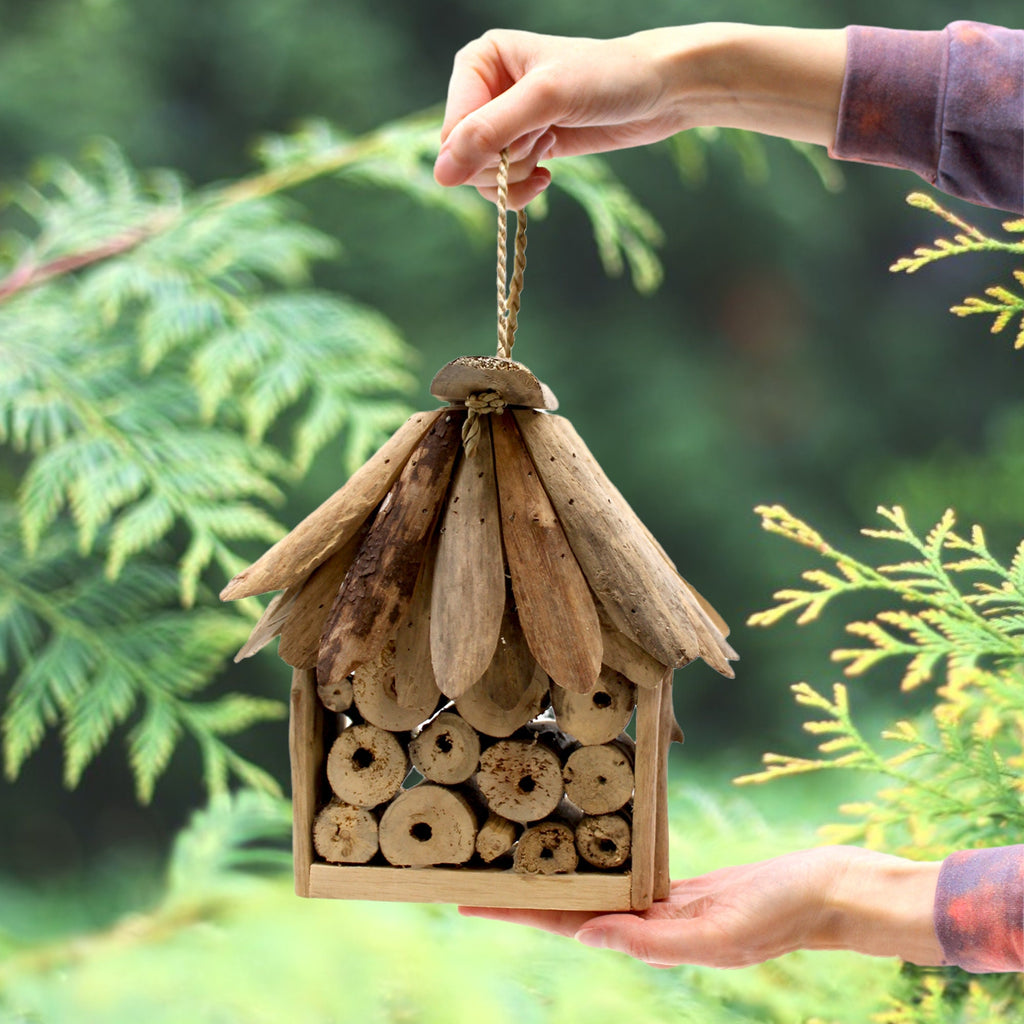 Driftwood Hanging Bee Hotel / Insect Box / Bug Box  - Recycled Wood Insect Box For Garden - Garden Decor