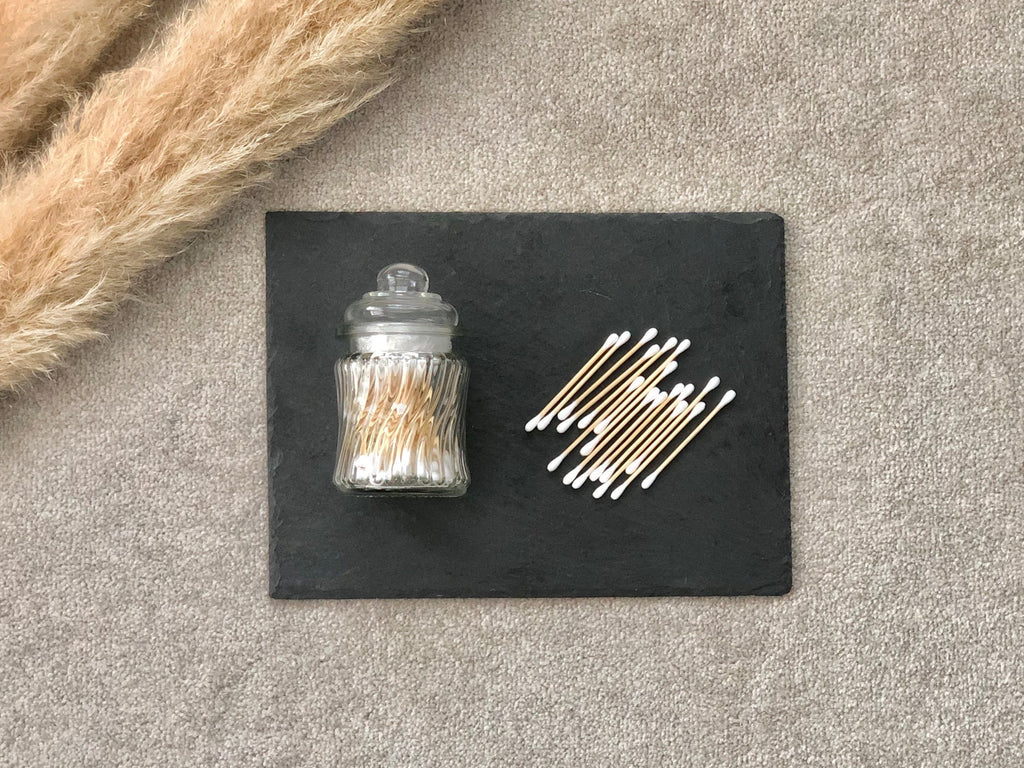 Eco Friendly Bamboo Cotton Buds in Glass Jar