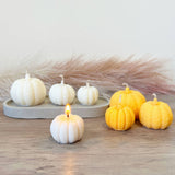 3 Decorative Orange Pumpkin Soy Candles - Halloween Home Decor