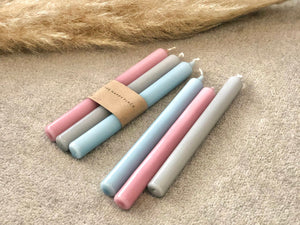 Pastel Dinner Candle Sticks Set of 3 - Blush Pink Rose, Baby Blue, Marble Misty Grey Pastel Tapers
