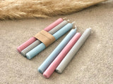 Pastel Dinner Candle Sticks Set of 3 - Blush Pink Rose, Baby Blue, Marble Misty Grey Pastel Tapers