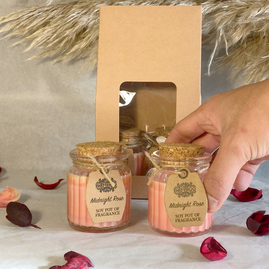 Rose Scented Soy Wax Candles - Fresh Rose Garden Scent Mini Mason Jar Candles