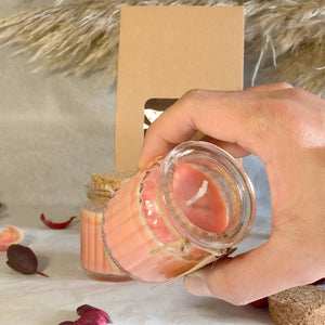 Rose Scented Soy Wax Candles - Fresh Rose Garden Scent Mini Mason Jar Candles