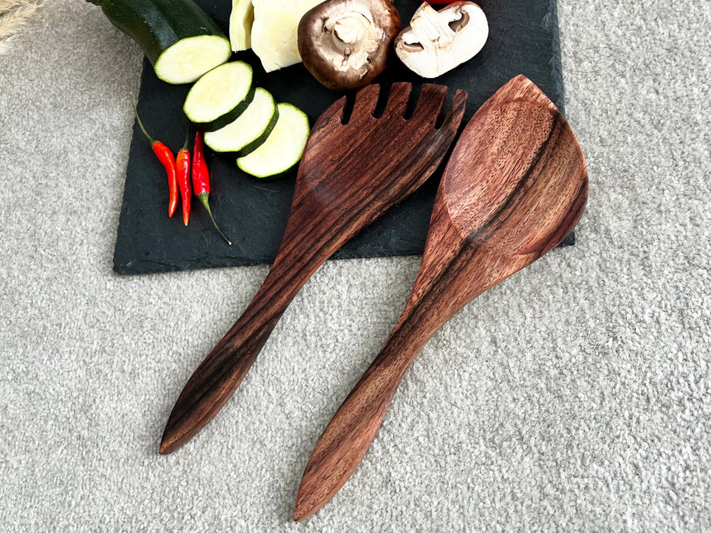 Wooden Salad Serving Spoons - Sustainable Salad Tongs