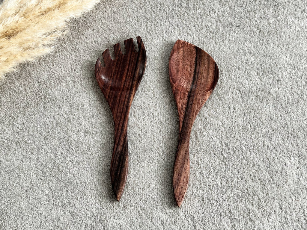 Wooden Salad Serving Spoons - Sustainable Salad Tongs